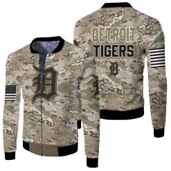 Detroit Tigers Camouflage Veteran 3d Jersey Fleece Bomber Jacket