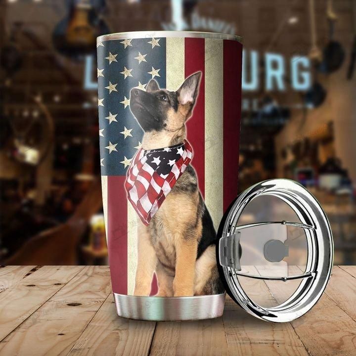 Dog German Shepherd America Flag National Day Stainless Steel Cup Dog German Shepherd America Flag National Day Stainless Steel Cup