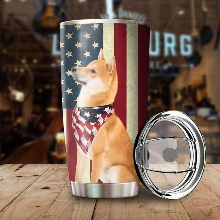 Dog Shiba Inu America Flag Stainless Steel Cup Dog Shiba Inu America Flag Stainless Steel Cup