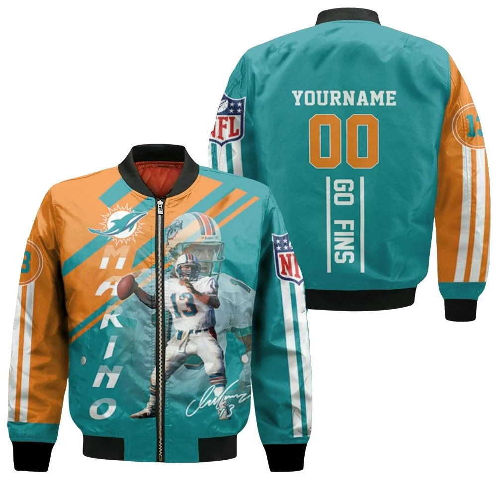 Dolphins Dan Marino 3d Personalized Bomber Jacket Dolphins Dan Marino 3d Personalized Bomber Jacket