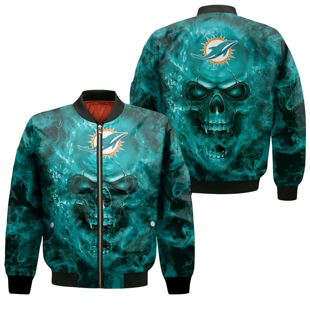 Dolphins Nfl Fans Skull Bomber Jacket Dolphins Nfl Fans Skull Bomber Jacket