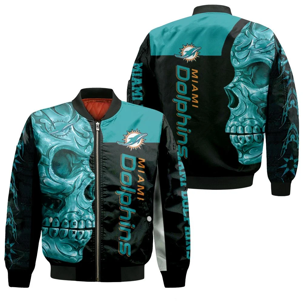 Dolphins Nfl Skull 3d Printed Bomber Jacket Dolphins Nfl Skull 3d Printed Bomber Jacket