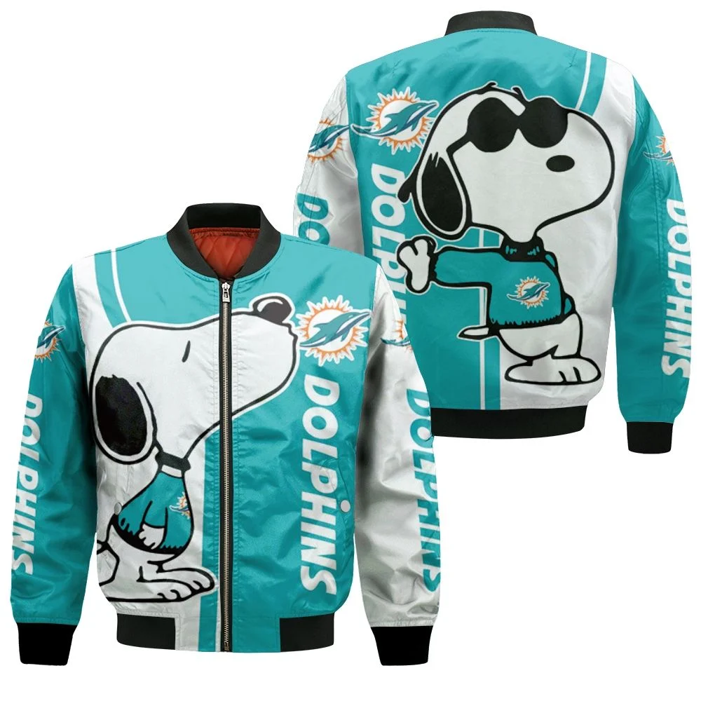 Dolphins Snoopy Lover 3d Printed Bomber Jacket Dolphins Snoopy Lover 3d Printed Bomber Jacket