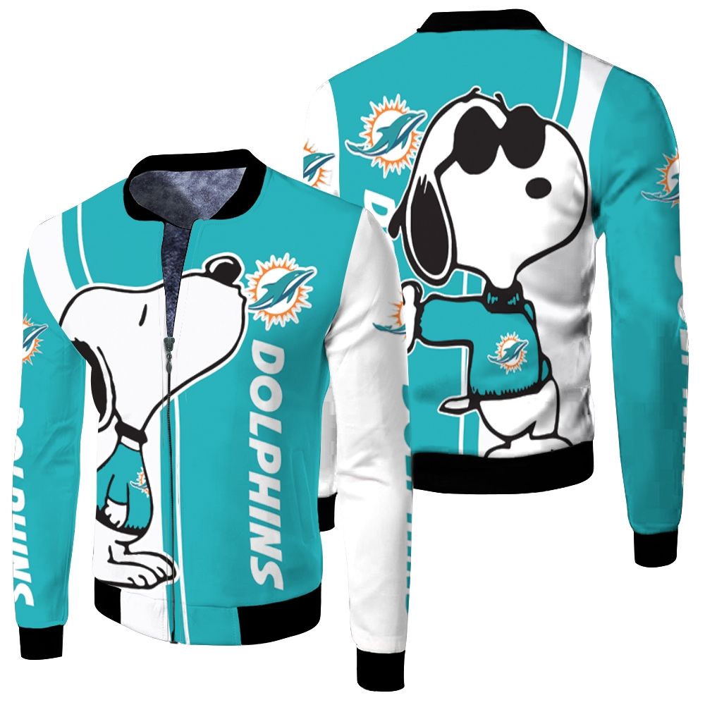Dolphins Snoopy Lover 3d Printed Fleece Bomber Jacket Dolphins Snoopy Lover 3d Printed Fleece Bomber Jacket