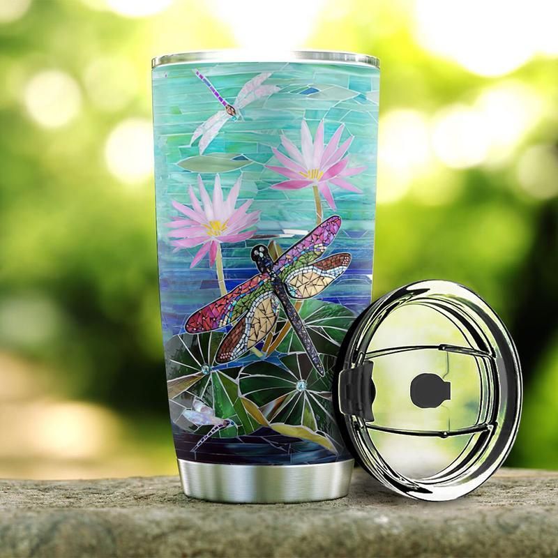 Dragonfly Lotus Flower Stainless Steel Cup Dragonfly Lotus Flower Stainless Steel Cup