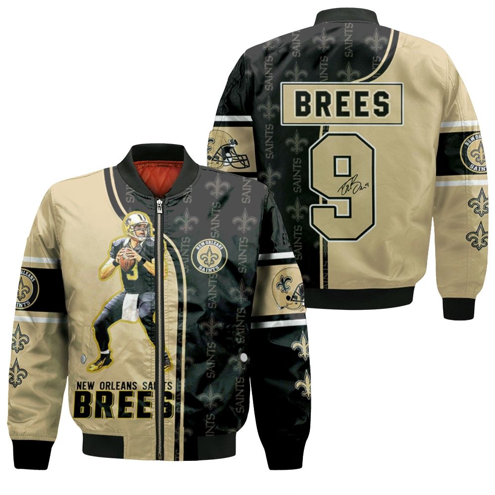 Drew Brees 9 New Orleans Saints Signature 3d Bomber Jacket Drew Brees 9 New Orleans Saints Signature 3d Bomber Jacket