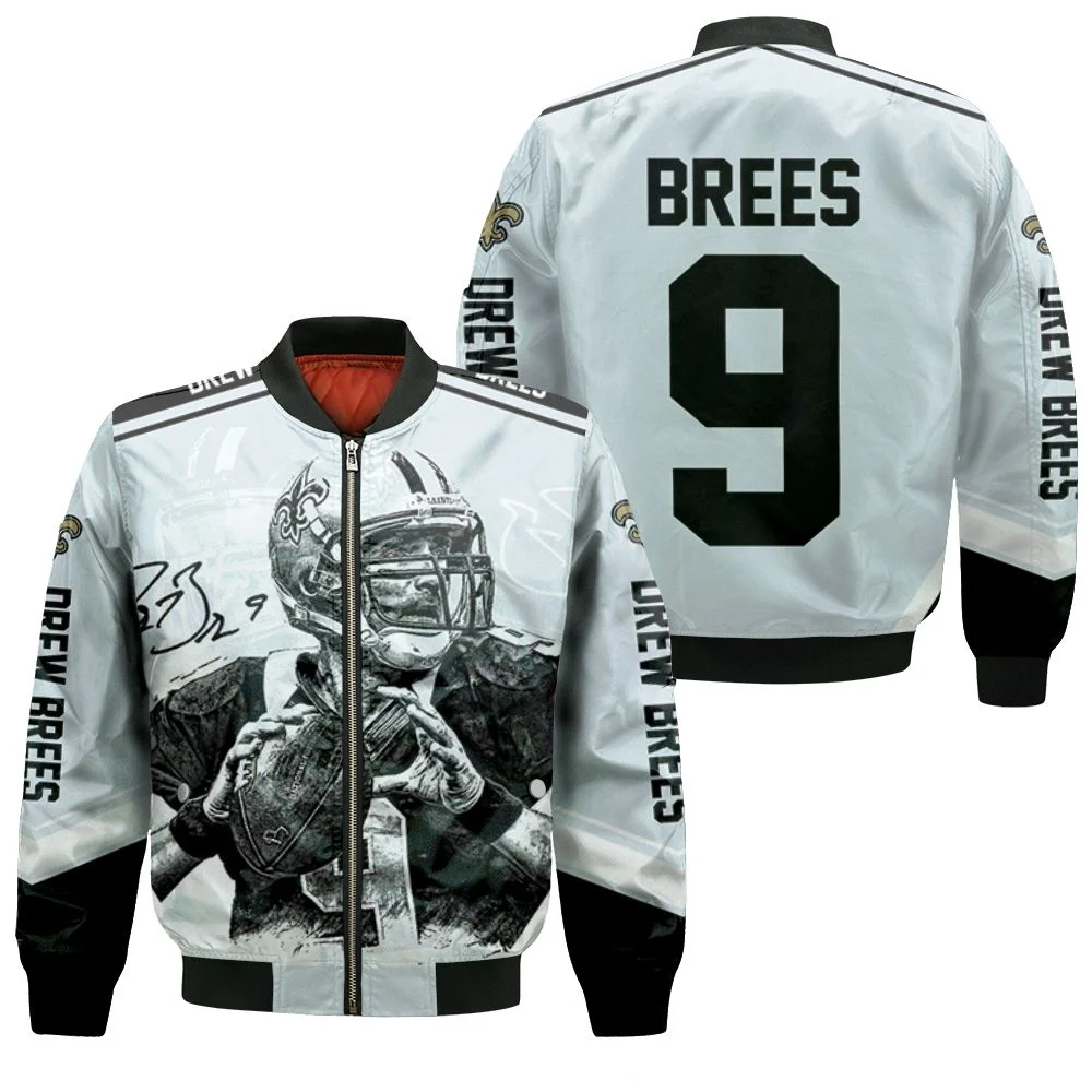 Drew Brees New Orleans Saint Signature Bomber Jacket Drew Brees New Orleans Saint Signature Bomber Jacket
