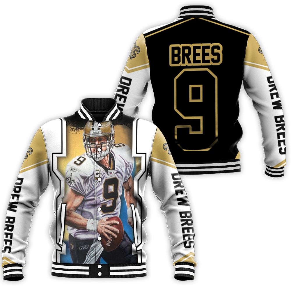 Drew Brees New Orleans Saints Colorful Background Baseball Jacket Drew Brees New Orleans Saints Colorful Background Baseball Jacket