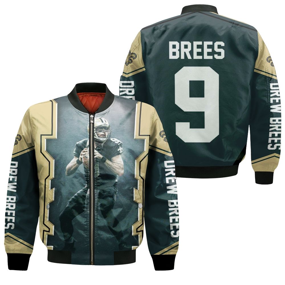 Drew Brees New Orleans Saints Dark Bomber Jacket Drew Brees New Orleans Saints Dark Bomber Jacket