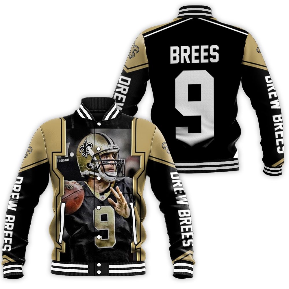 Drew Brees New Orleans Saints History Baseball Jacket Drew Brees New Orleans Saints History Baseball Jacket