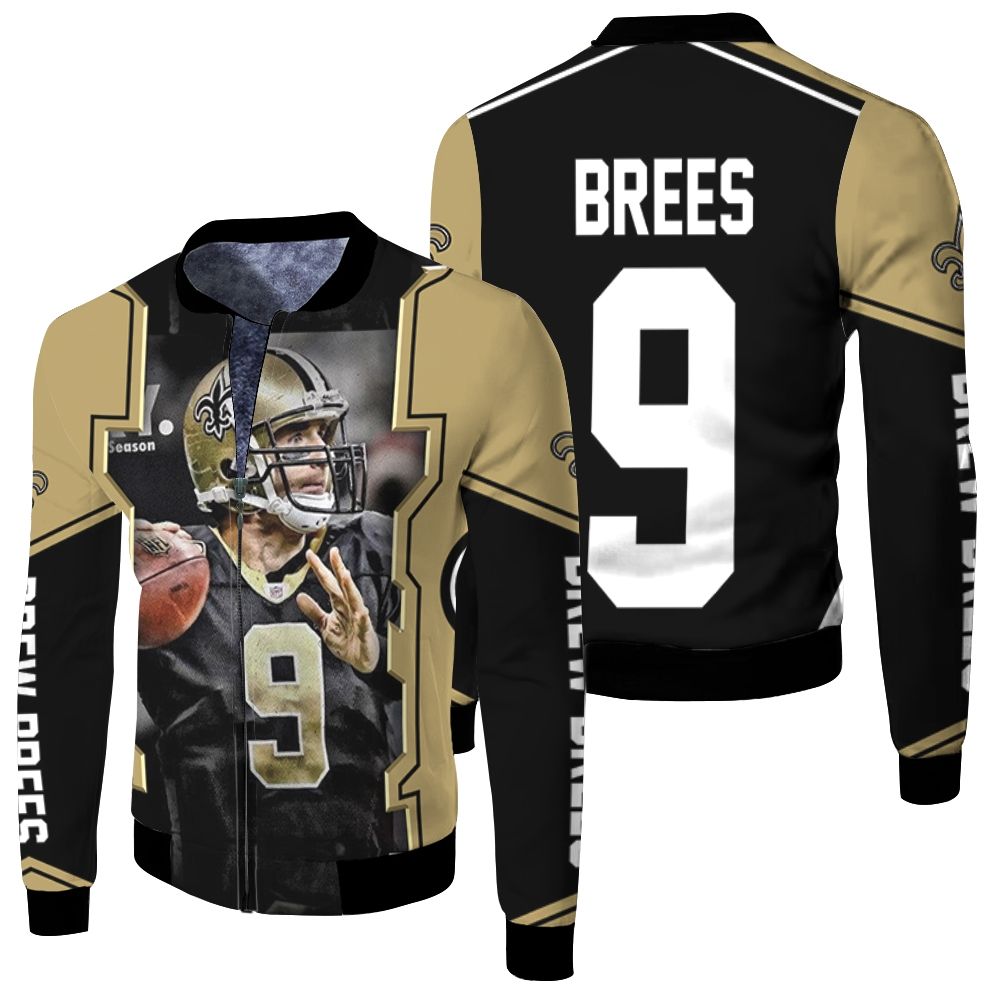 Drew Brees New Orleans Saints History Fleece Bomber Jacket Drew Brees New Orleans Saints History Fleece Bomber Jacket