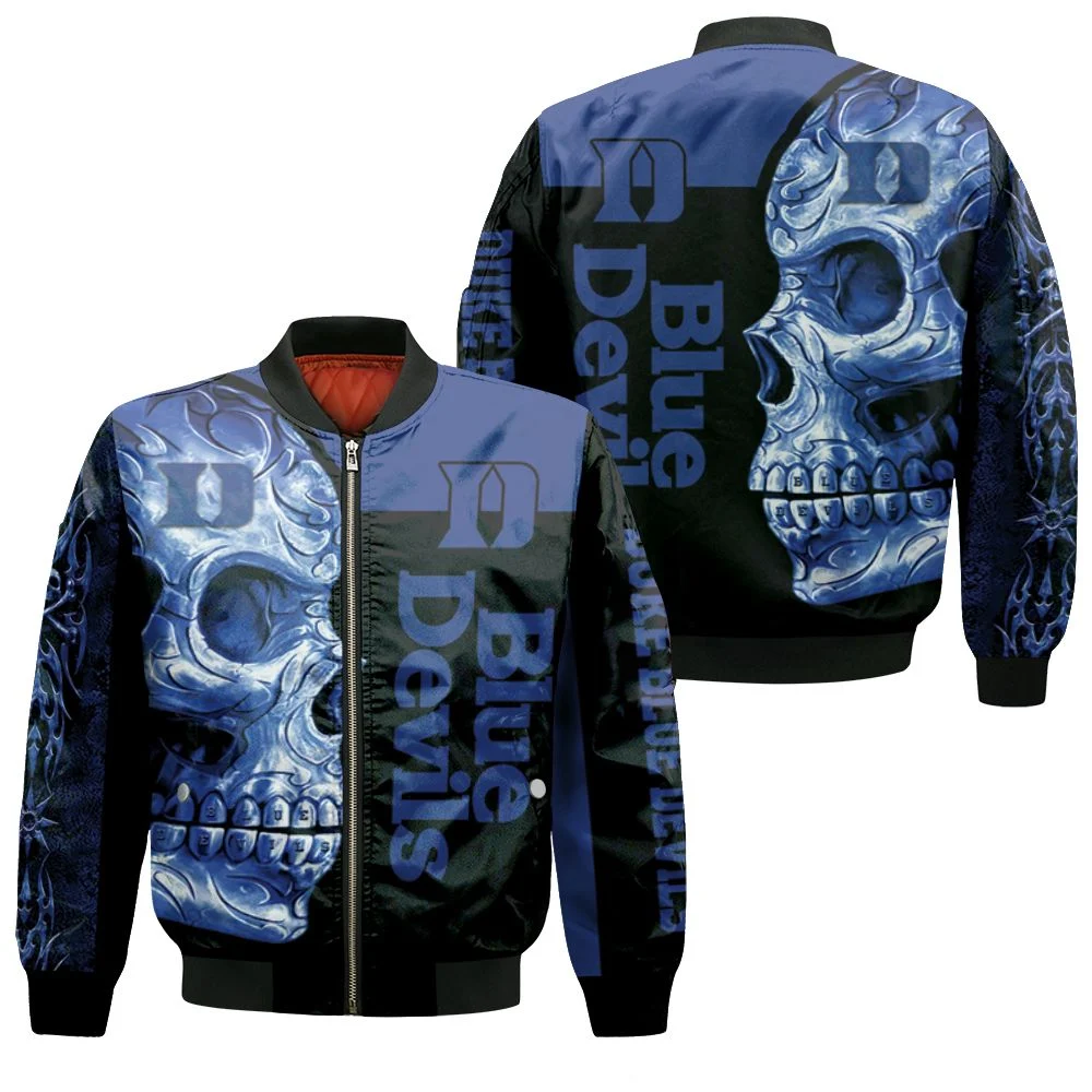 Duke Blue Devils Ncaa Skull 3d Jersey Bomber Jacket Duke Blue Devils Ncaa Skull 3d Jersey Bomber Jacket