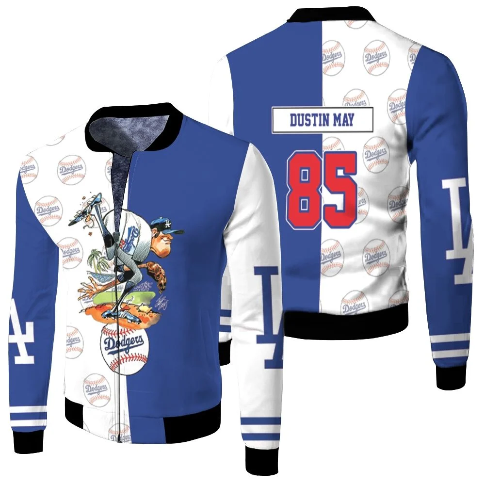 Dustin May 85 La Dodgers Fleece Bomber Jacket Dustin May 85 La Dodgers Fleece Bomber Jacket
