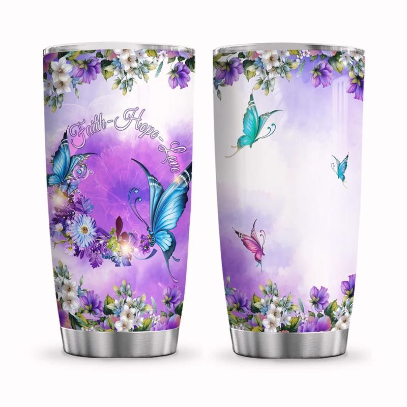 Faith Hope Love Butterfly Stainless Steel Cup Faith Hope Love Butterfly Stainless Steel Cup