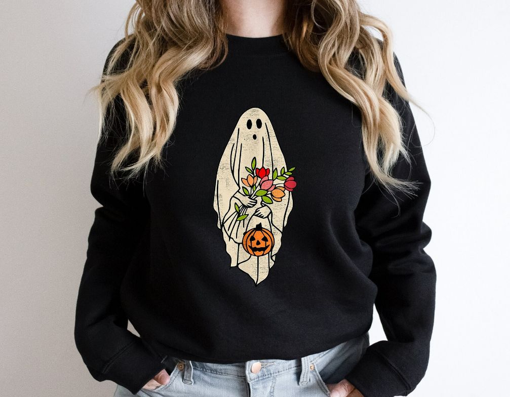Floral Ghost Halloween Sweatshirt Floral Ghost Halloween Sweatshirt