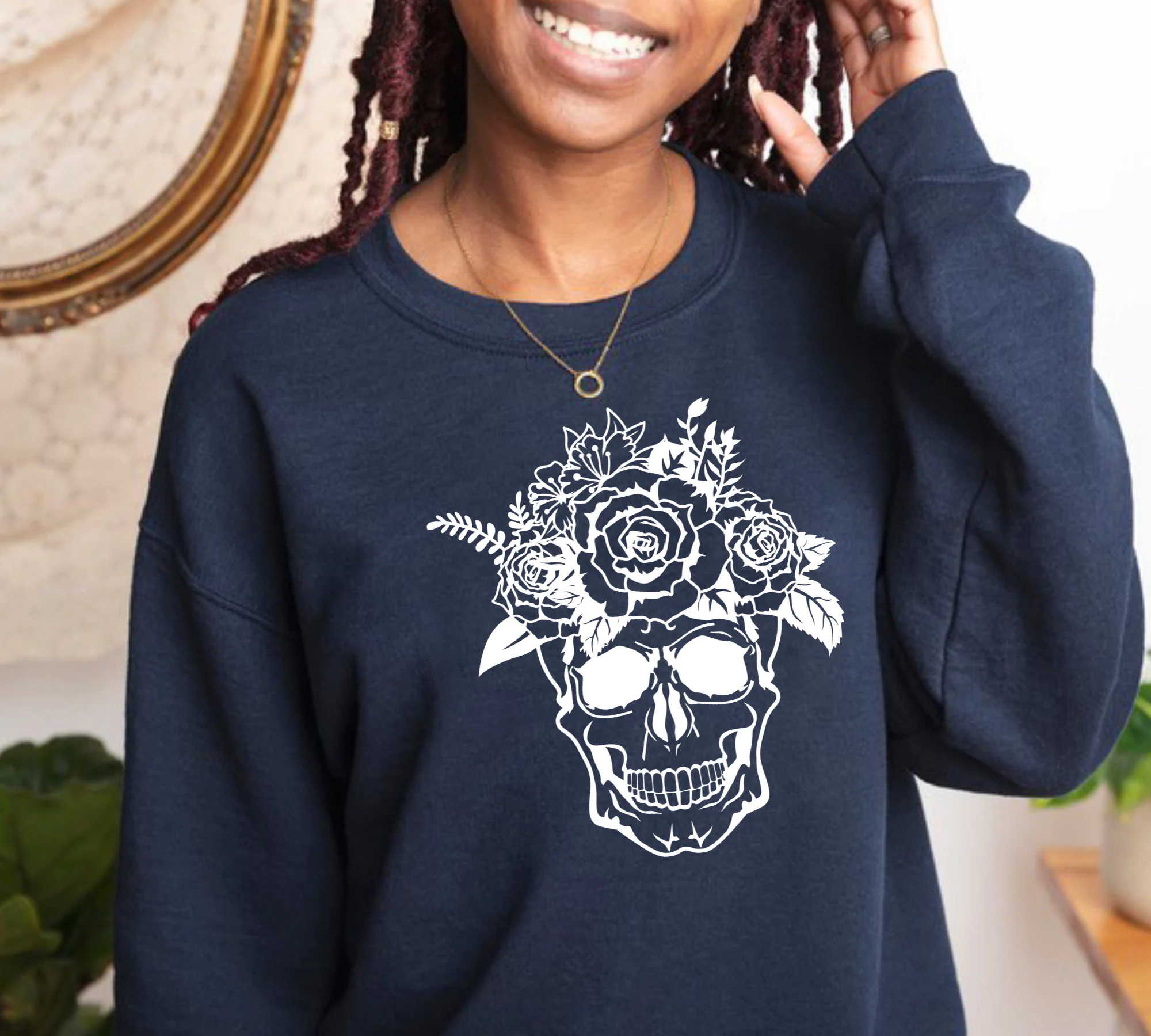 Flowers Skull Skull Skeleton Skeleton Funny Pumpkin Halloween Unisex Sweatshirt Flowers Skull Skull Skeleton Skeleton Funny Pumpkin Halloween Unisex Sweatshirt