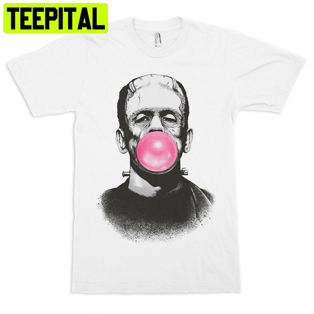 Frankenstein And Bubble Gum Halloween Trending Unisex Shirt Frankenstein And Bubble Gum Halloween Trending Unisex Shirt