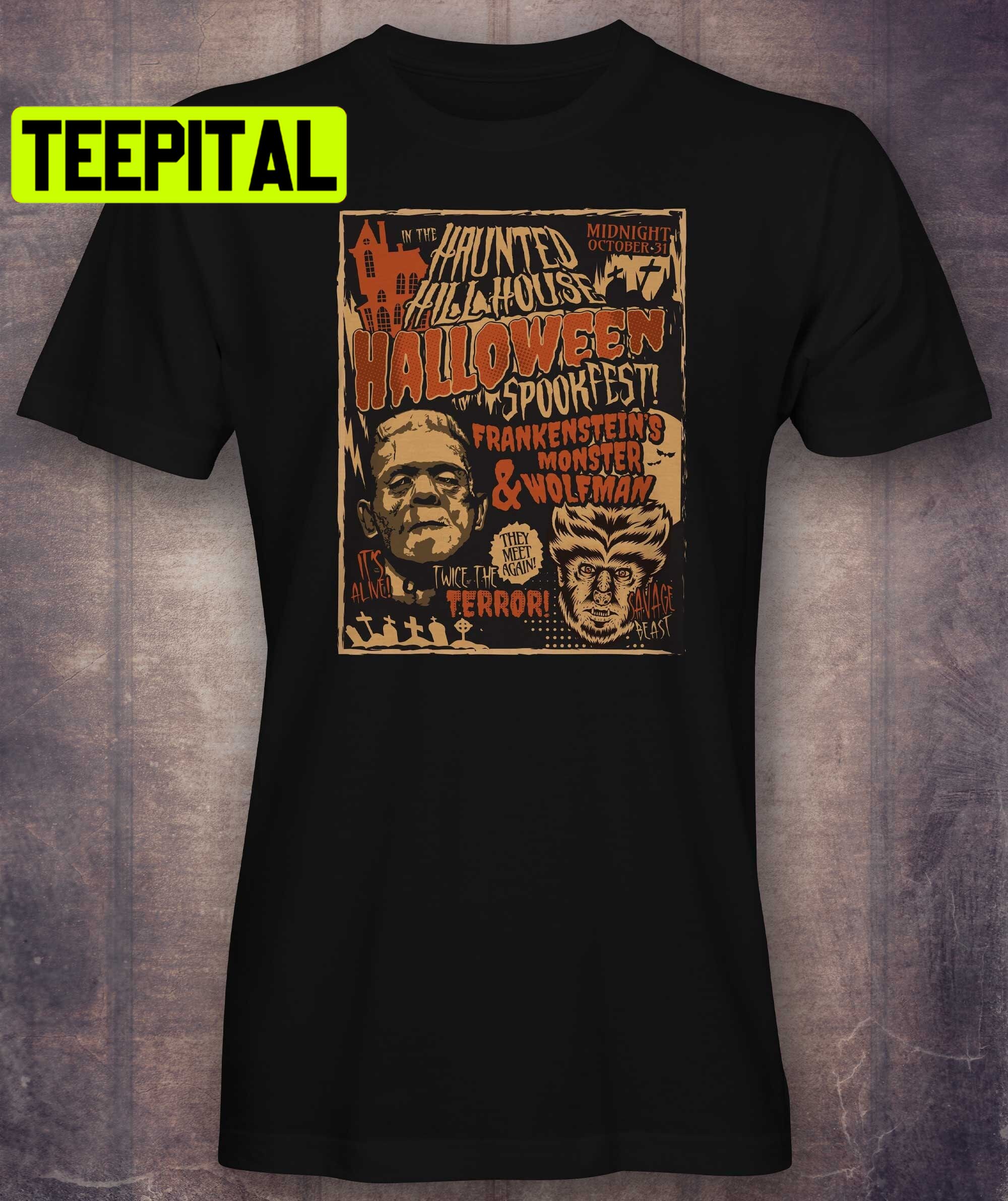 Frankensteins Monster Meets Wolfman Halloween Trending Unisex Shirt Frankensteins Monster Meets Wolfman Halloween Trending Unisex Shirt