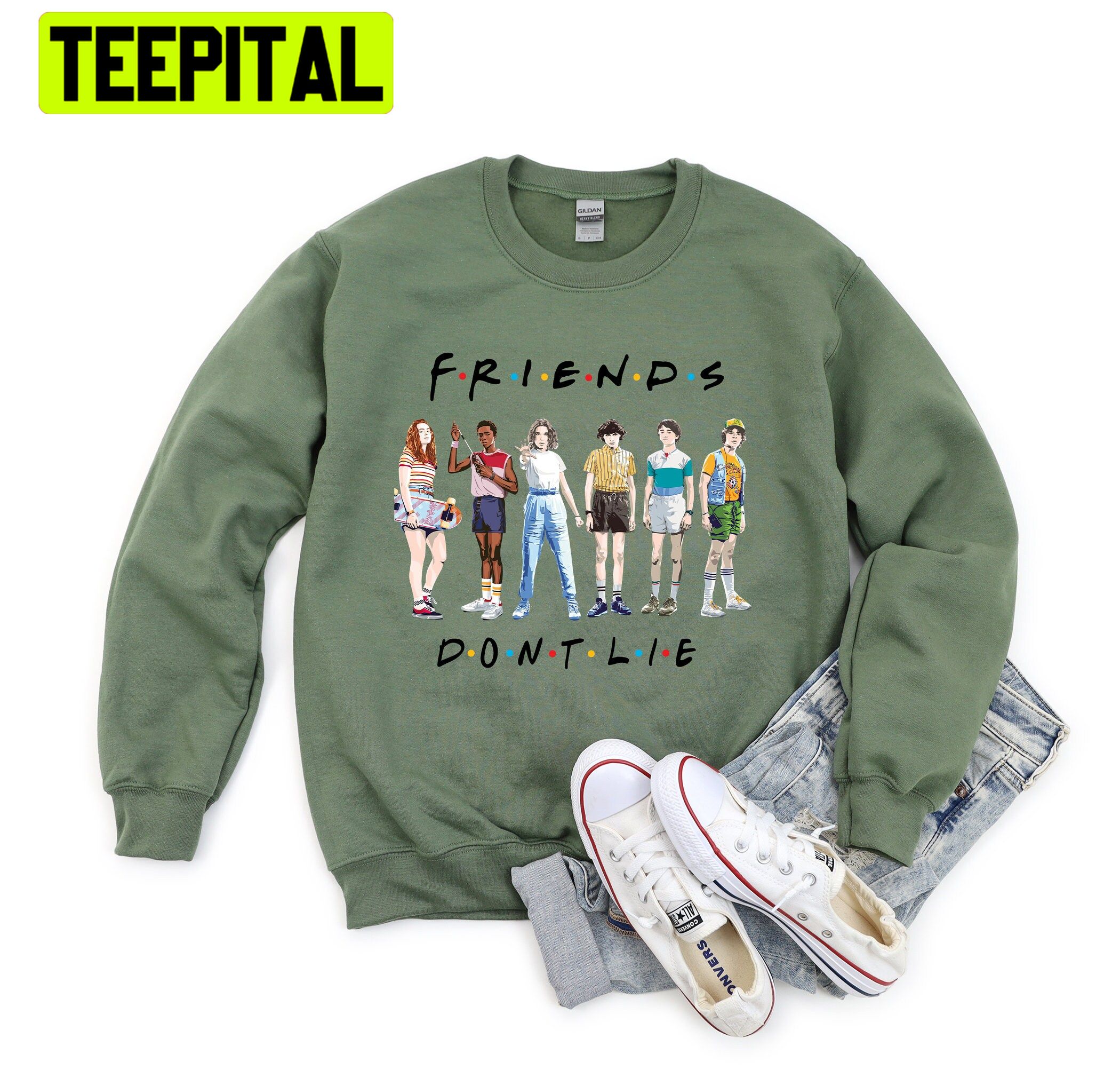 Friends Don't Lie Stranger Things 4 Characters Cartoon Art Trending Unisex Shirt Friends Don't Lie Stranger Things 4 Characters Cartoon Art Trending Unisex Shirt