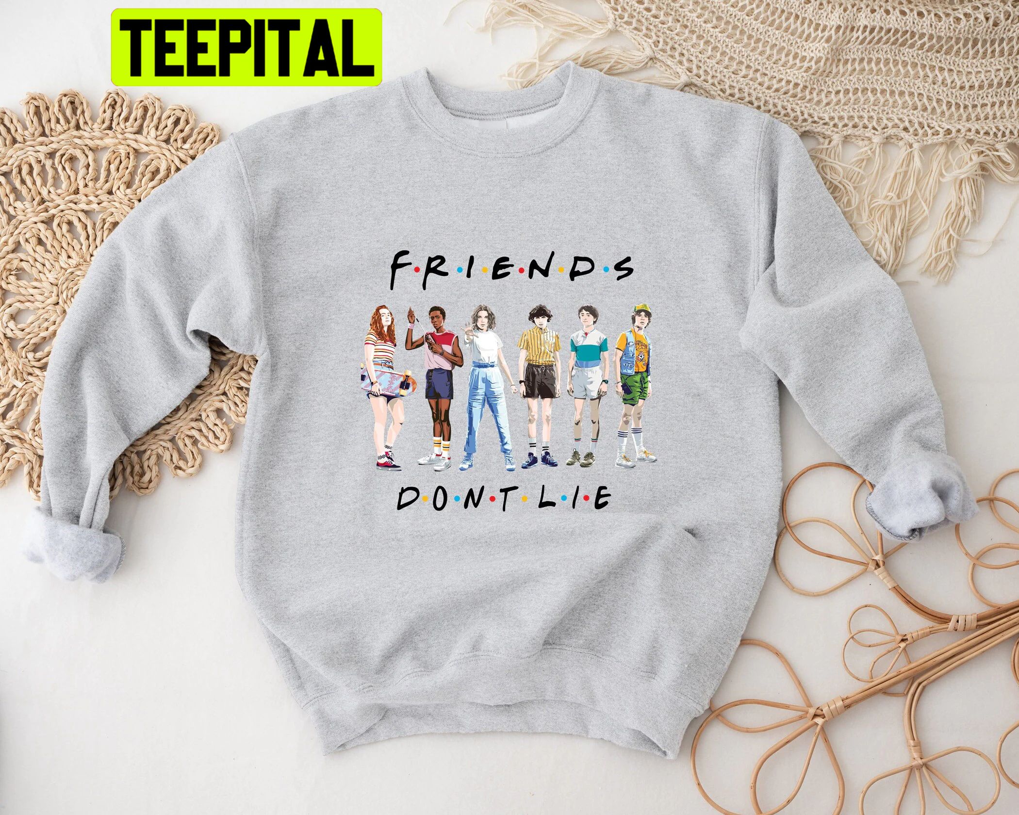 Friends Don't Lie Stranger Things 4 Characters Cartoon Art Trending Unisex Shirt Friends Don't Lie Stranger Things 4 Characters Cartoon Art Trending Unisex Shirt