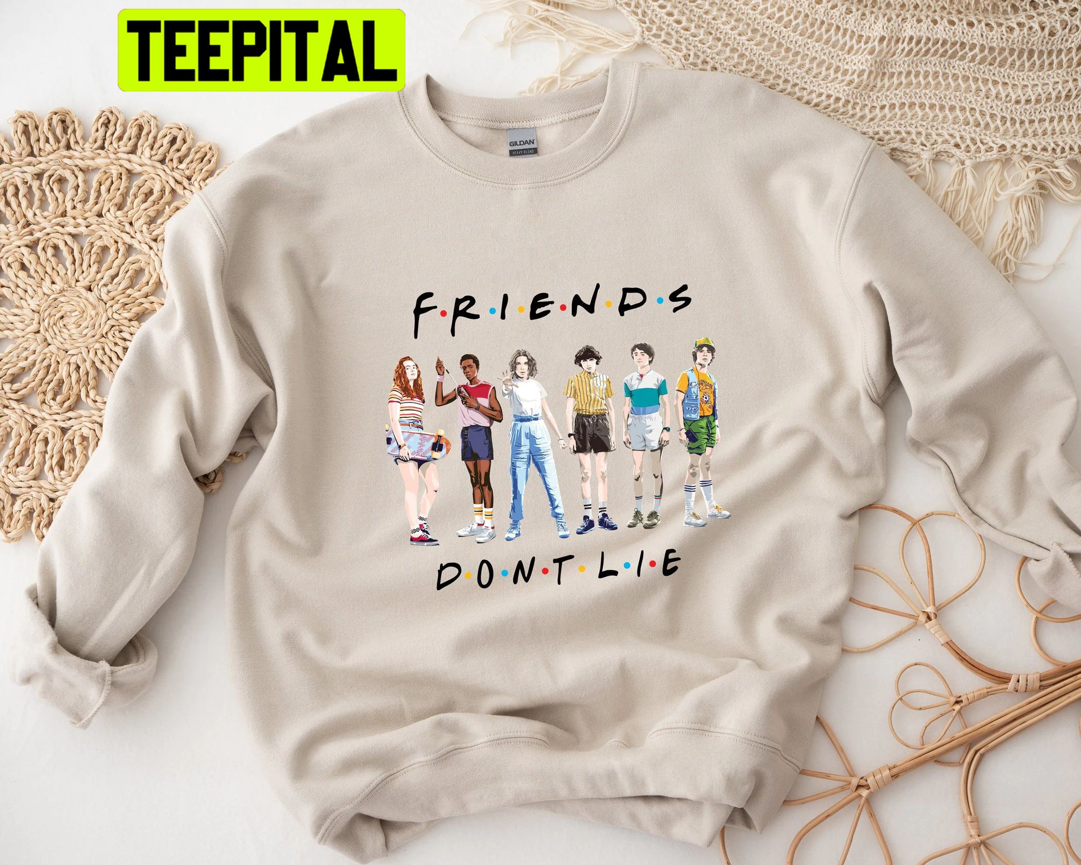 Friends Don't Lie Stranger Things 4 Characters Cartoon Art Trending Unisex Shirt Friends Don't Lie Stranger Things 4 Characters Cartoon Art Trending Unisex Shirt