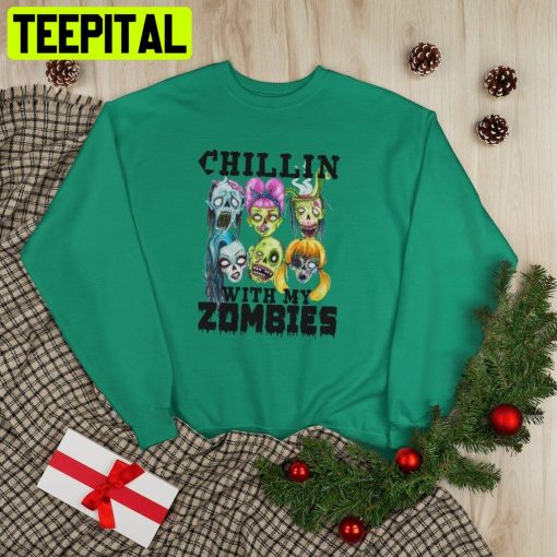 Funny Chillin With My Zombies HalloweenTrending Unisex Shirt
