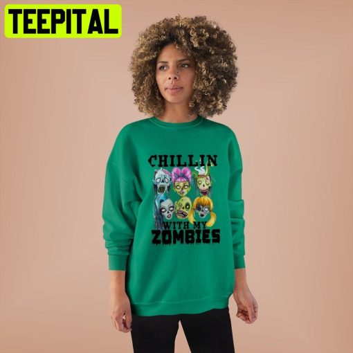 Funny Chillin With My Zombies HalloweenTrending Unisex Shirt