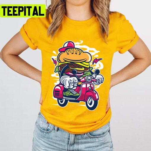 Funny Fast Food Riding Dirty Hamburger Lovers Unisex T-Shirt