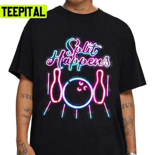 Funny Retro Neon Vintage Style Split Happens Bowling Unisex Sweatshirt