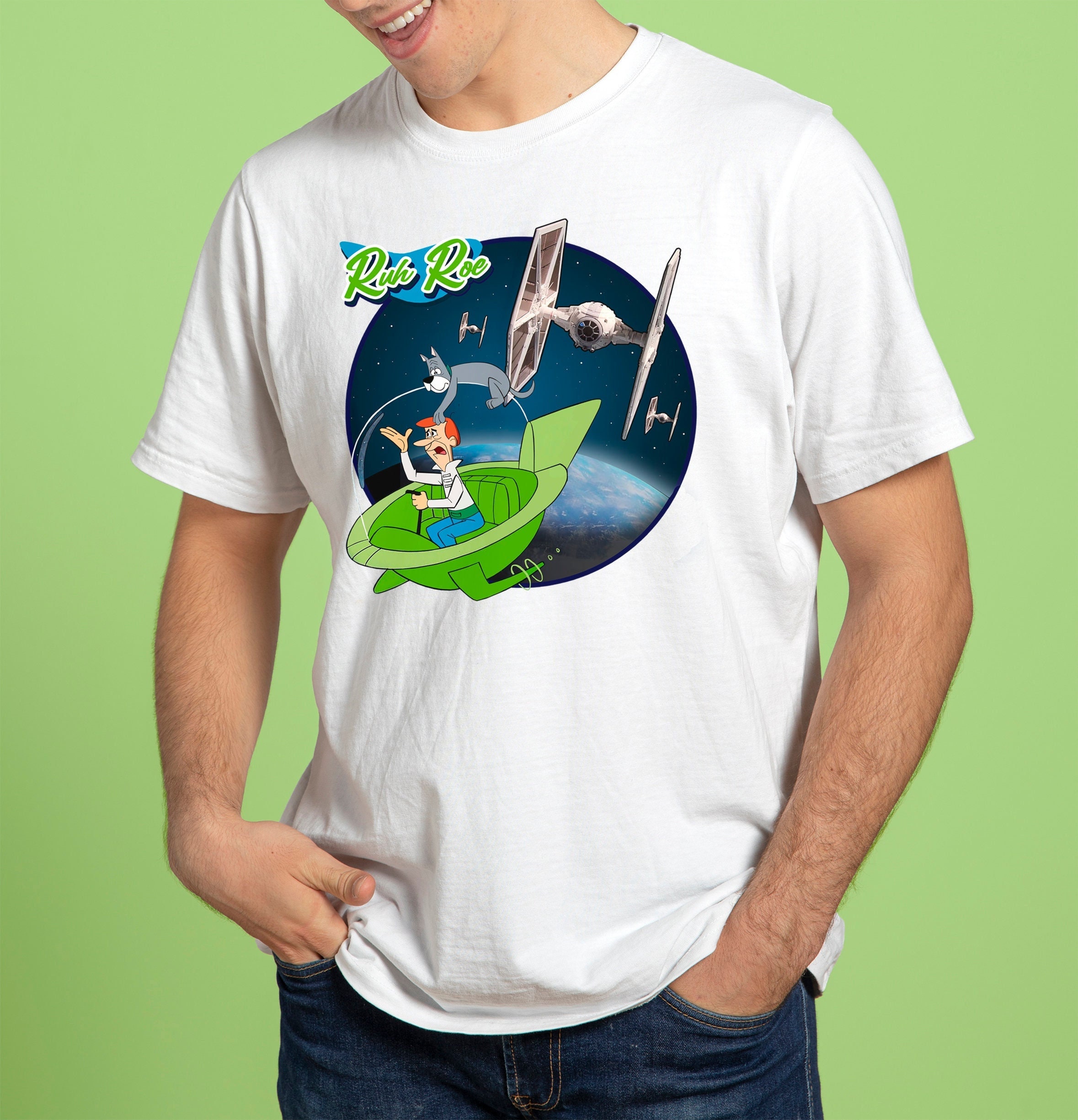 George Jetson Jetsons Vs Tie Fighter Star Wars Graphic Astro Dog Hannahbarbera Unisex T-Shirt George Jetson Jetsons Vs Tie Fighter Star Wars Graphic Astro Dog Hannahbarbera Unisex T-Shirt