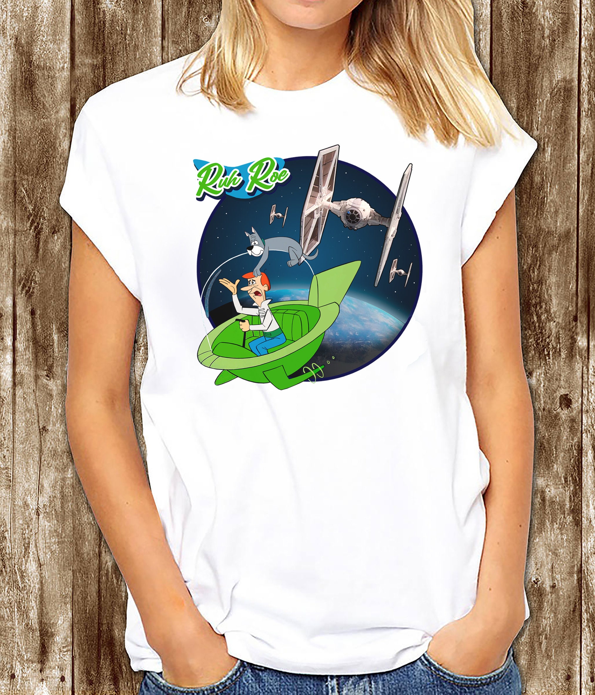 George Jetson Jetsons Vs Tie Fighter Star Wars Graphic Astro Dog Hannahbarbera Unisex T-Shirt George Jetson Jetsons Vs Tie Fighter Star Wars Graphic Astro Dog Hannahbarbera Unisex T-Shirt