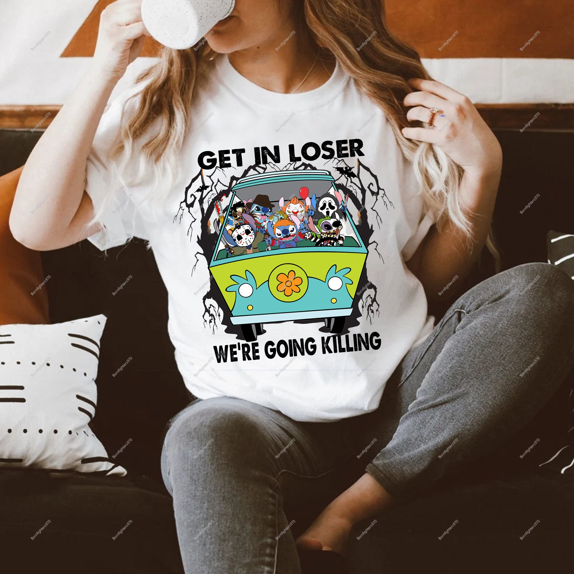 Get In Loser Horror Stitch Halloween Michael, Jason, Freddy, Chucky, Ghostface, Horror Movie Killer HalloweenTrending Unisex Shirt Get In Loser Horror Stitch Halloween Michael, Jason, Freddy, Chucky, Ghostface, Horror Movie Killer HalloweenTrending Unisex Shirt
