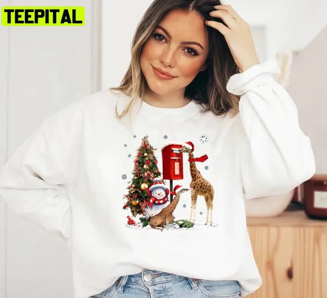 Giraffes Mailbox Snowman Christmas Unisex Sweatshirt Giraffes Mailbox Snowman Christmas Unisex Sweatshirt