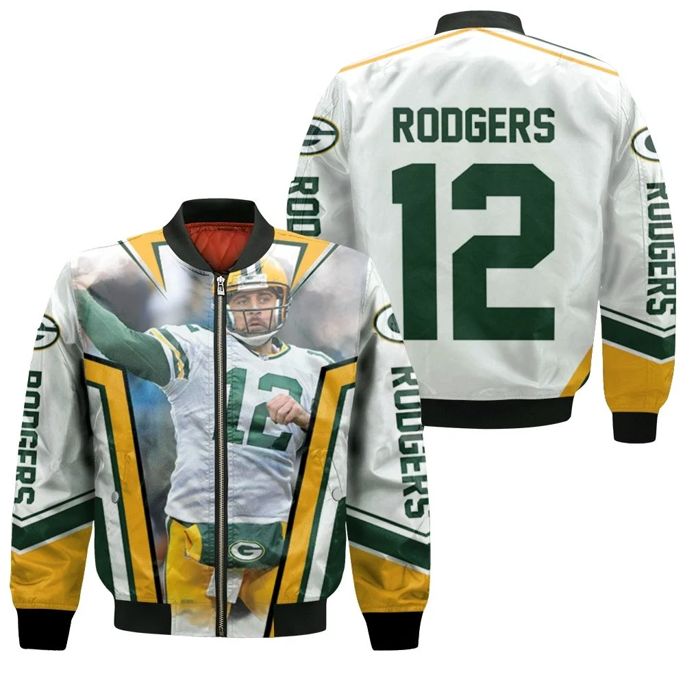 Green Bay Packer Aaron Rodgers Legendary Bomber Jacket Green Bay Packer Aaron Rodgers Legendary Bomber Jacket