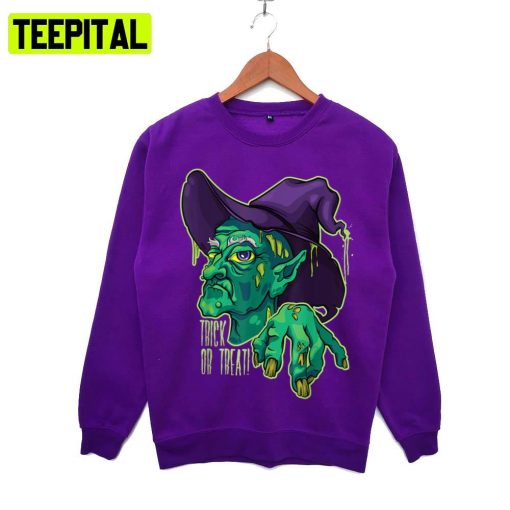 Green Witches Happy Trick Treat Halloween Illustration Hoodie