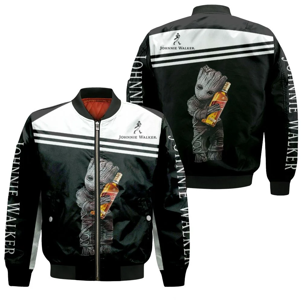 Groot Loves Johnnie Walker 3d Jersey Bomber Jacket Groot Loves Johnnie Walker 3d Jersey Bomber Jacket