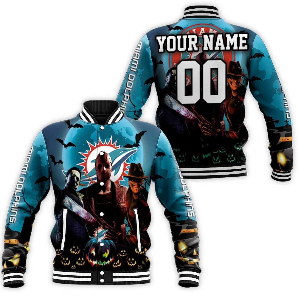 Halloween Dolphins 3d Personalized Baseball Jacket Halloween Dolphins 3d Personalized Baseball Jacket