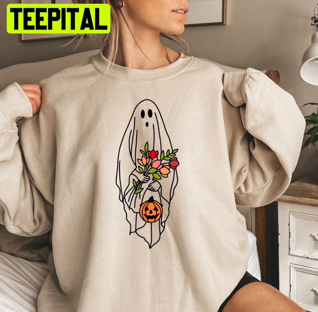 Halloween Floral Ghost Autumn Trending Unisex Shirt Halloween Floral Ghost Autumn Trending Unisex Shirt