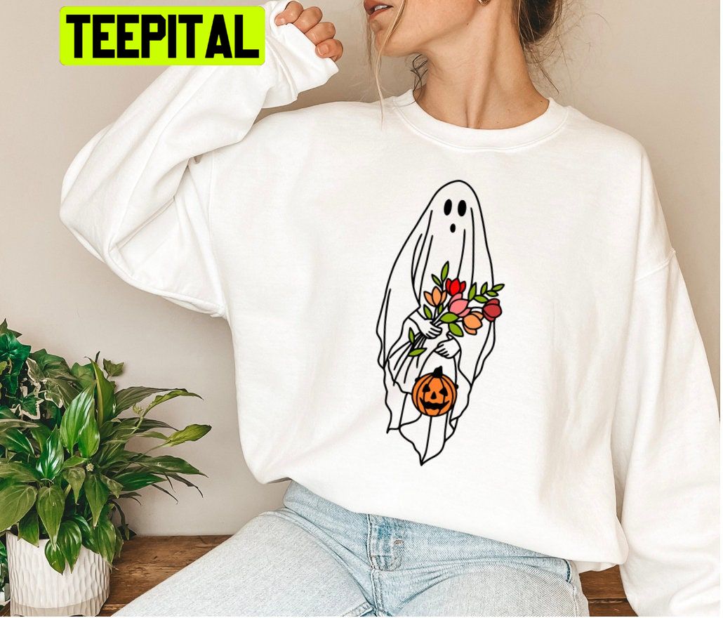 Halloween Floral Ghost Autumn Trending Unisex Shirt Halloween Floral Ghost Autumn Trending Unisex Shirt