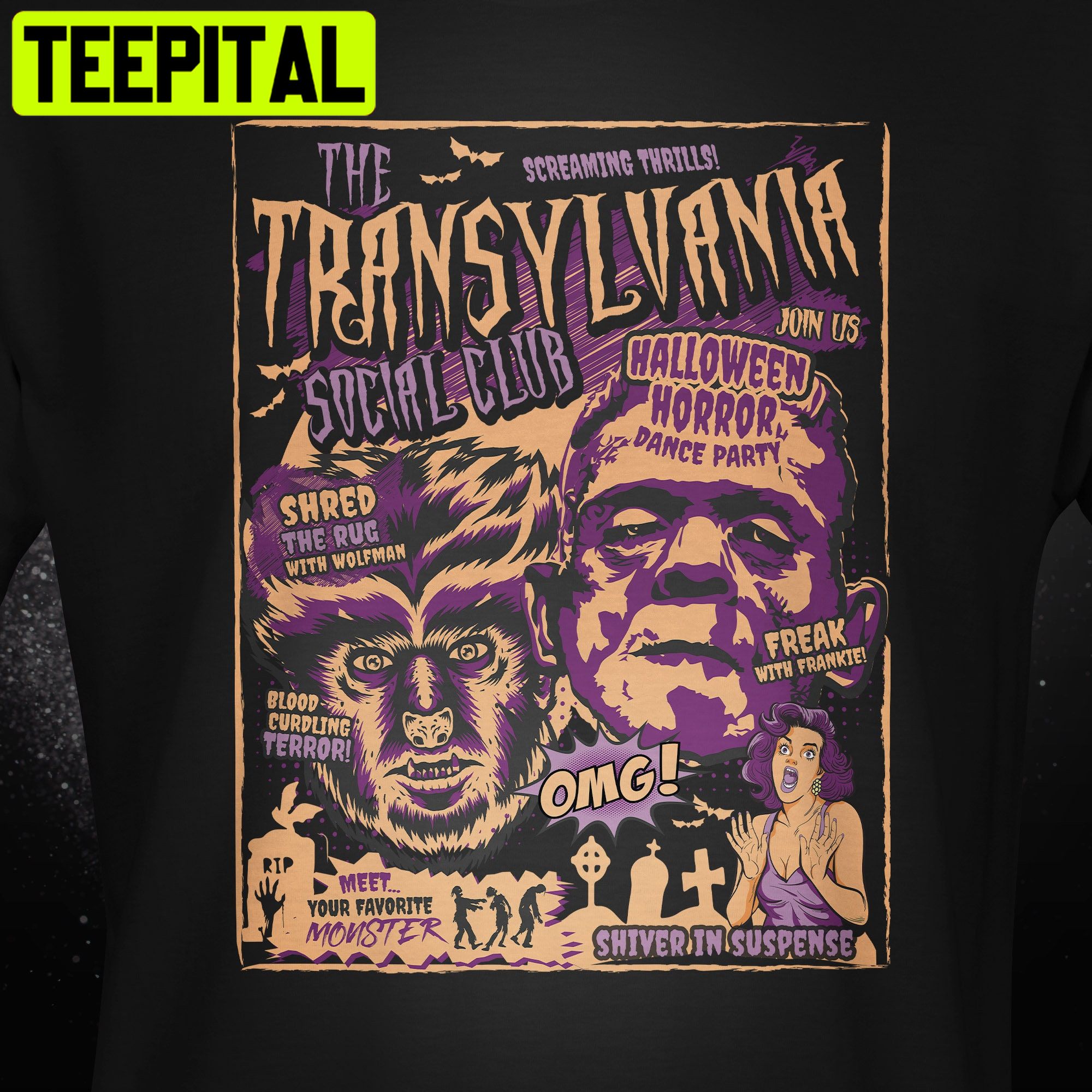 Halloween Horror Dance Party Frankenstein And Wolfman Trending Unisex Shirt Halloween Horror Dance Party Frankenstein And Wolfman Trending Unisex Shirt