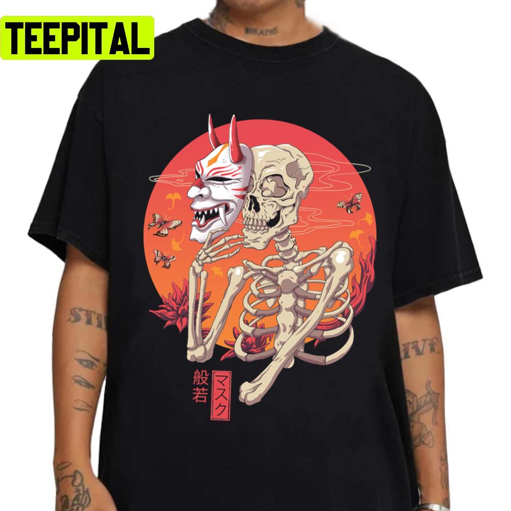 Hannya Yokai Mask Halloween Graphic Unisex Sweatshirt Hannya Yokai Mask Halloween Graphic Unisex Sweatshirt