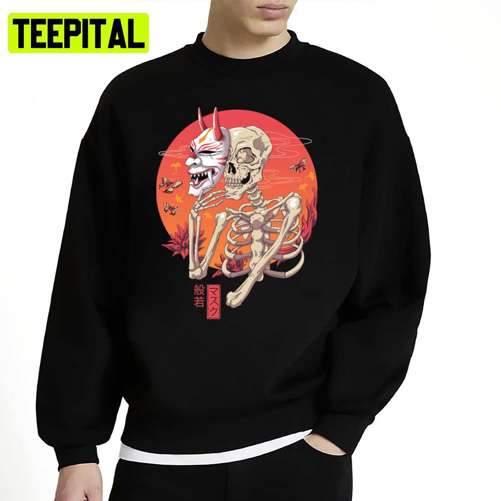 Hannya Yokai Mask Halloween Graphic Unisex Sweatshirt Hannya Yokai Mask Halloween Graphic Unisex Sweatshirt