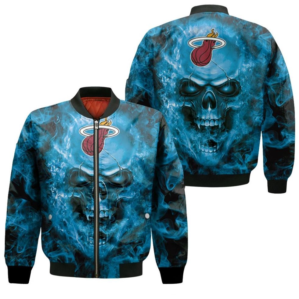 Heat Nba Fans Skull Bomber Jacket Heat Nba Fans Skull Bomber Jacket