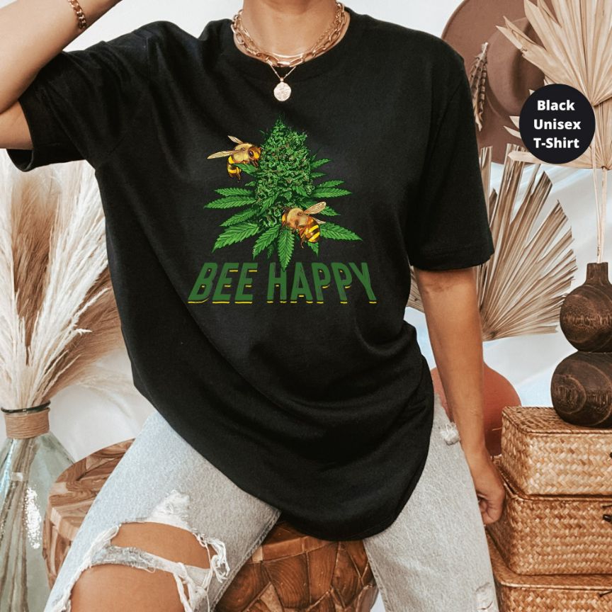 Hippie Clothes Stoner Gifts Bee Happy T-Shirt Hippie Clothes Stoner Gifts Bee Happy T-Shirt
