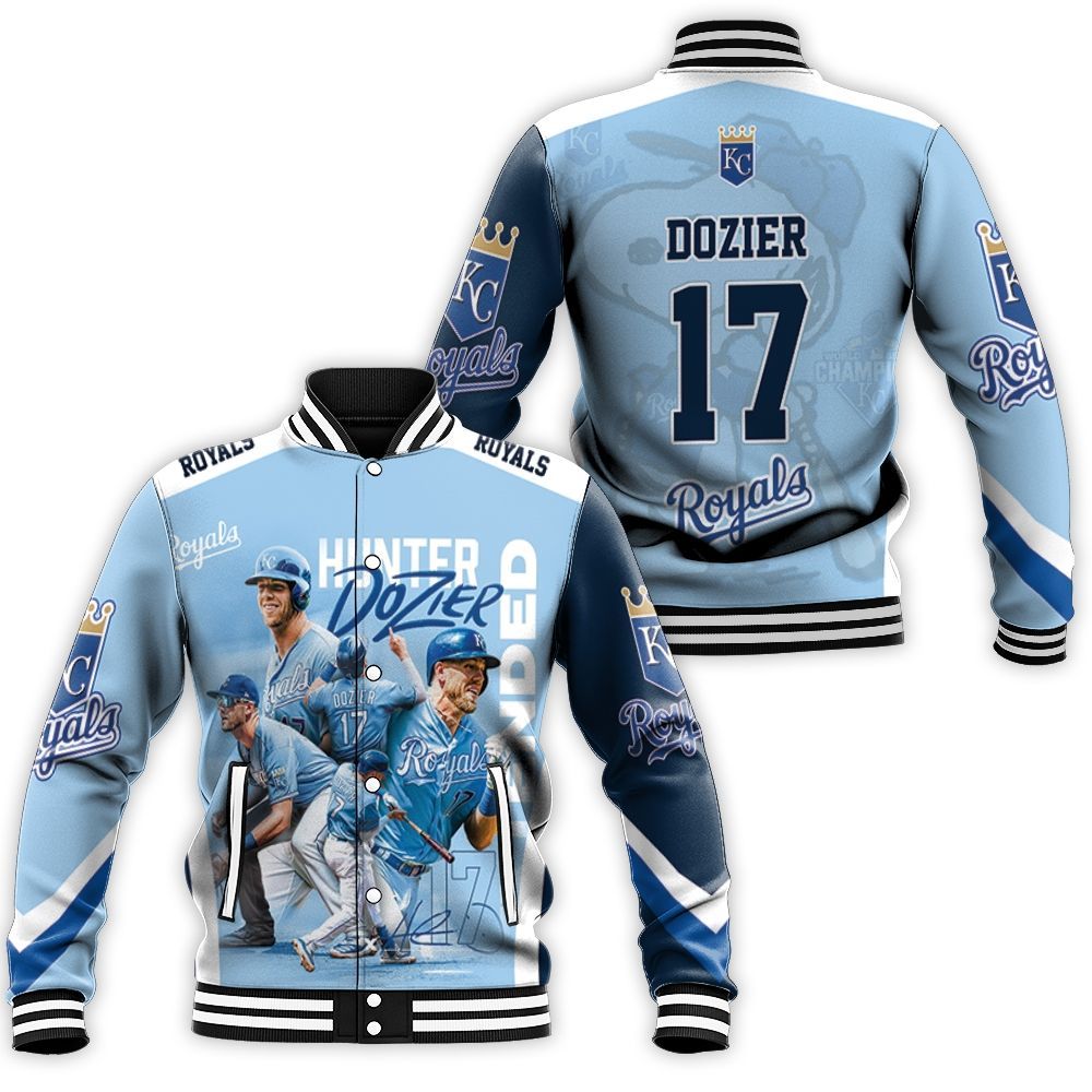 Hunter Dozier 17 Kansas City Chiefs Signed Extended Baseball Jacket Hunter Dozier 17 Kansas City Chiefs Signed Extended Baseball Jacket
