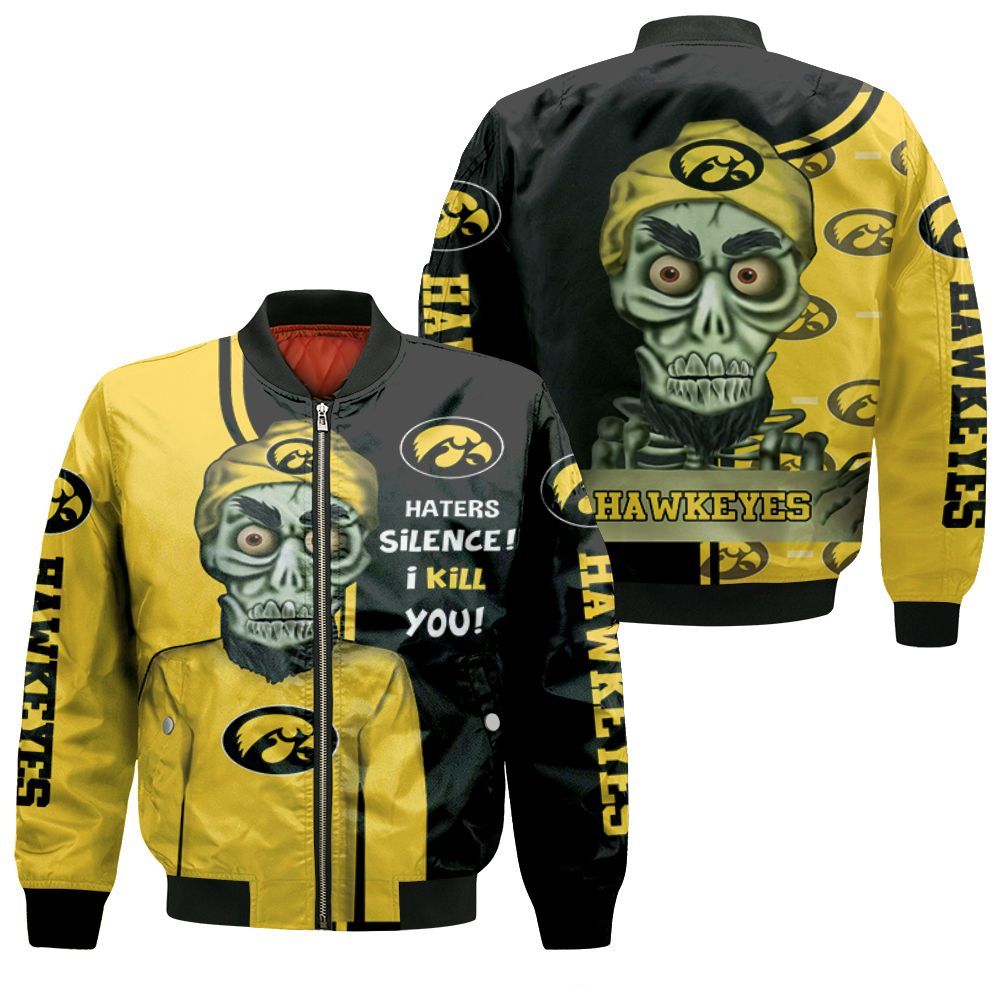 Iowa Hawkeyes Haters Silence 3d Jersey Bomber Jacket Iowa Hawkeyes Haters Silence 3d Jersey Bomber Jacket