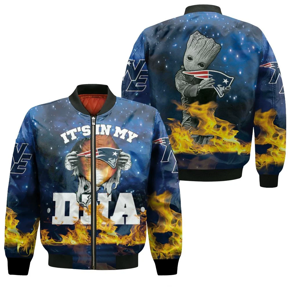 It My New England Patriots Dna Groot 3d Jersey Bomber Jacket It My New England Patriots Dna Groot 3d Jersey Bomber Jacket