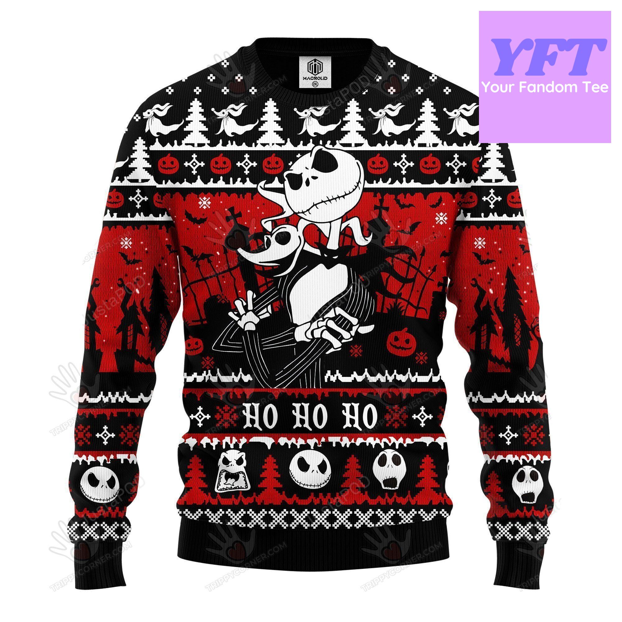 Jack Skellington Hohoho The Nightmare Before Disney Jack & Sally 3d Ugly Christmas Sweater Jack Skellington Hohoho The Nightmare Before Disney Jack & Sally 3d Ugly Christmas Sweater