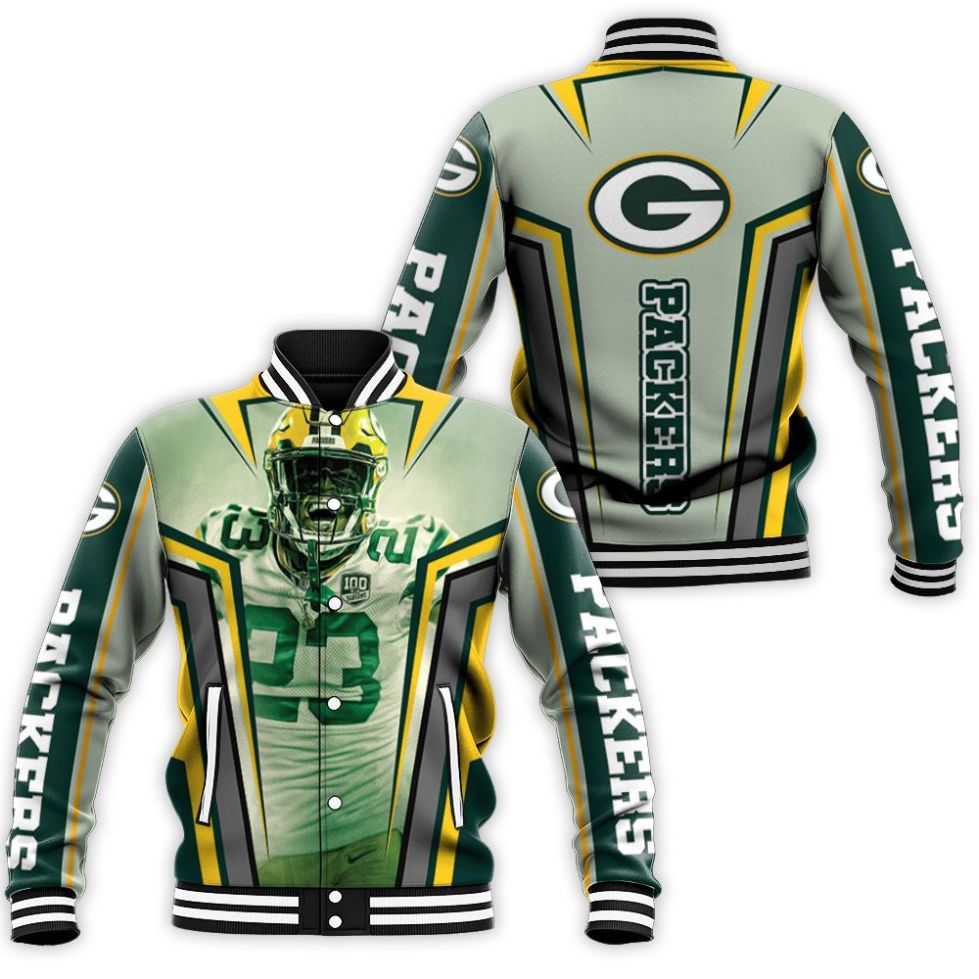 Jaire Alexander 23 Green Bay Packers 3d Baseball Jacket Jaire Alexander 23 Green Bay Packers 3d Baseball Jacket