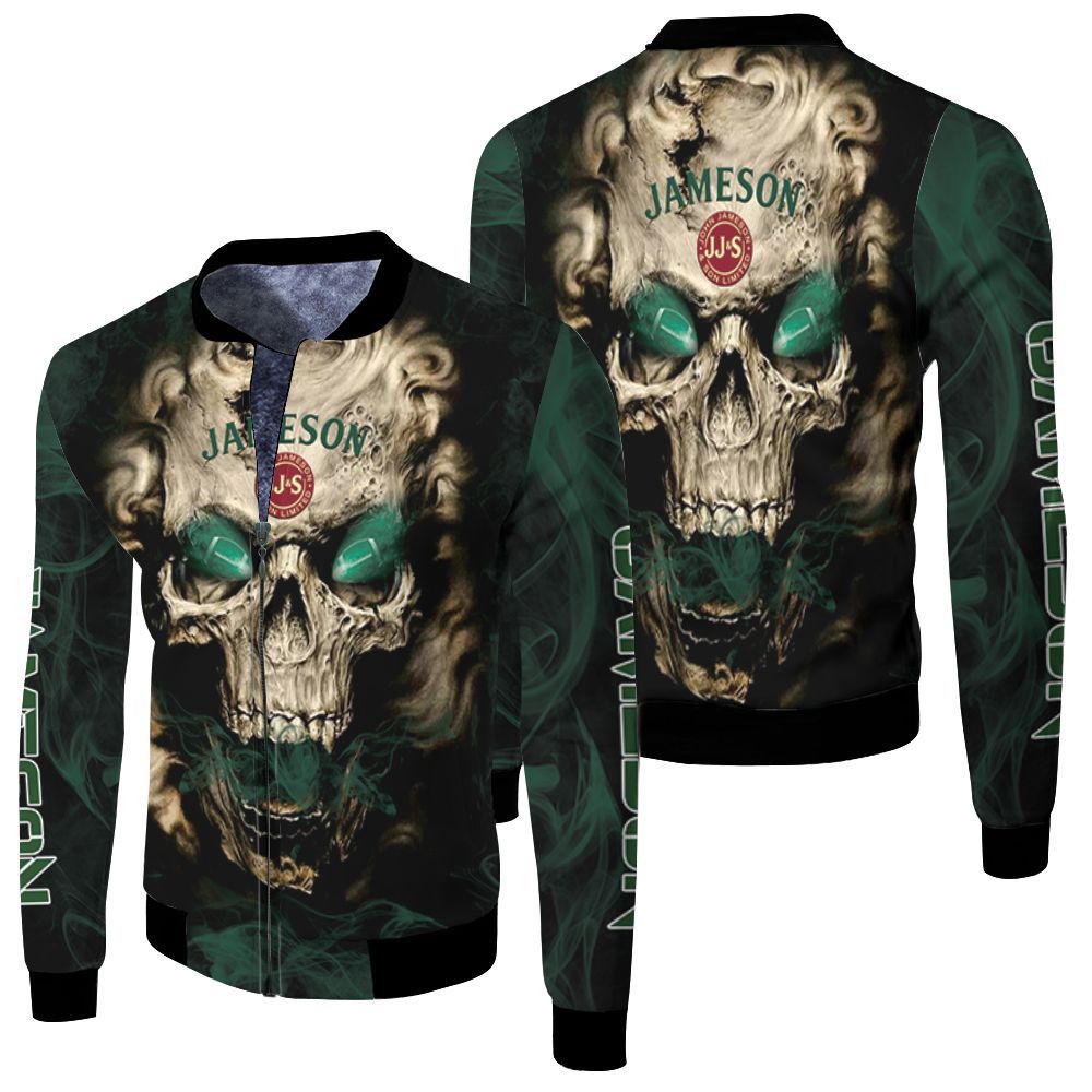 Jameson Irish Whiskey Skull 3d Jersey Fleece Bomber Jacket Jameson Irish Whiskey Skull 3d Jersey Fleece Bomber Jacket